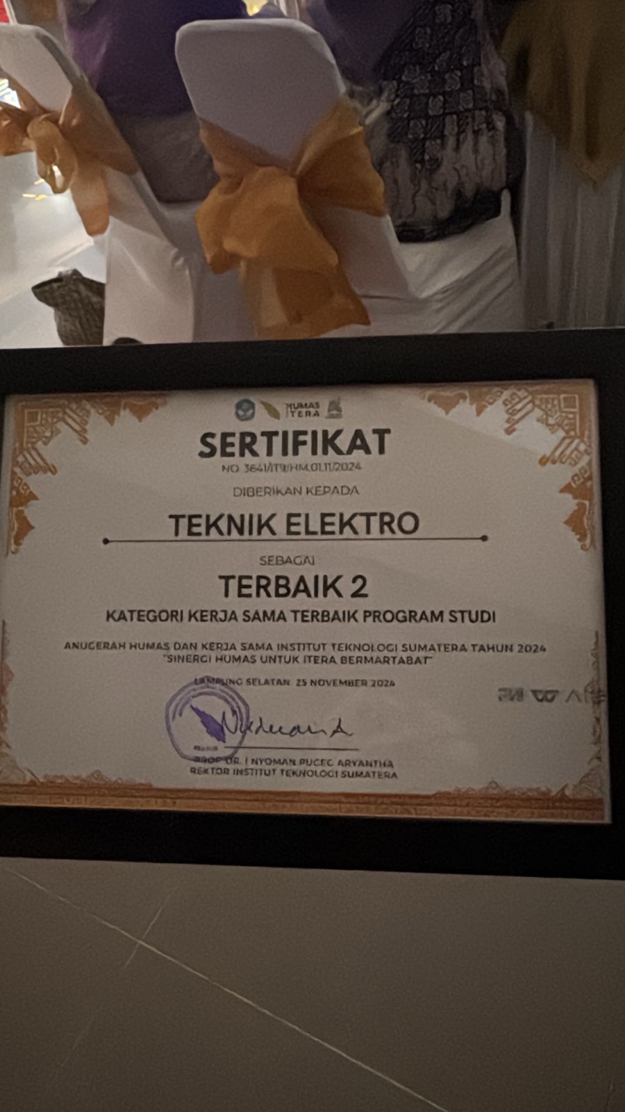 Prodi Teknik Elektro ITERA Raih Silver di Anugerah Humas dan Kerjasama ITERA 2024