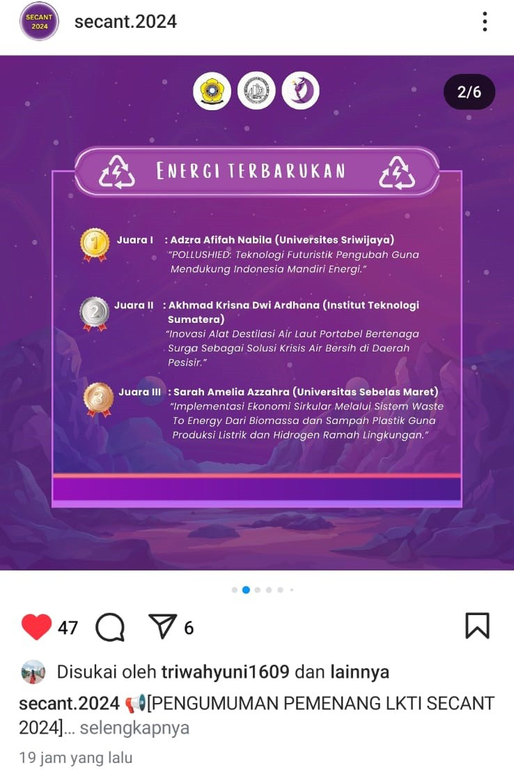 >Mahasiswa Teknik Elektro ITERA Raih Juara Kedua di Lomba Karya Tulis Ilmiah Nasional di Universitas Sriwijaya