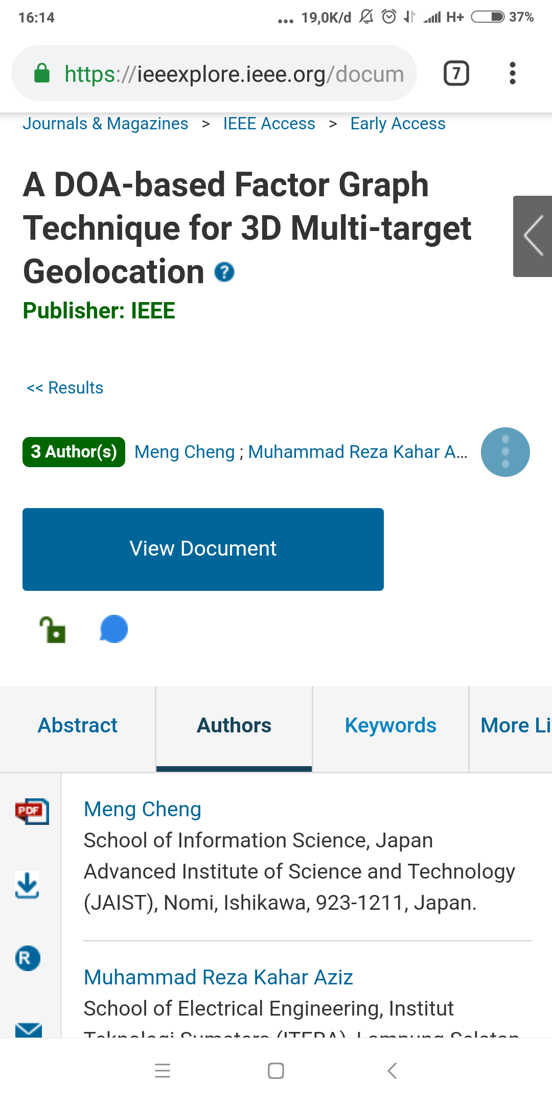 Great !! Q1 Impact Factor 4.098 IEEE Access Teknik Elektro ITERA Kolaborasi dengan JAIST Jepang Telah Terbit