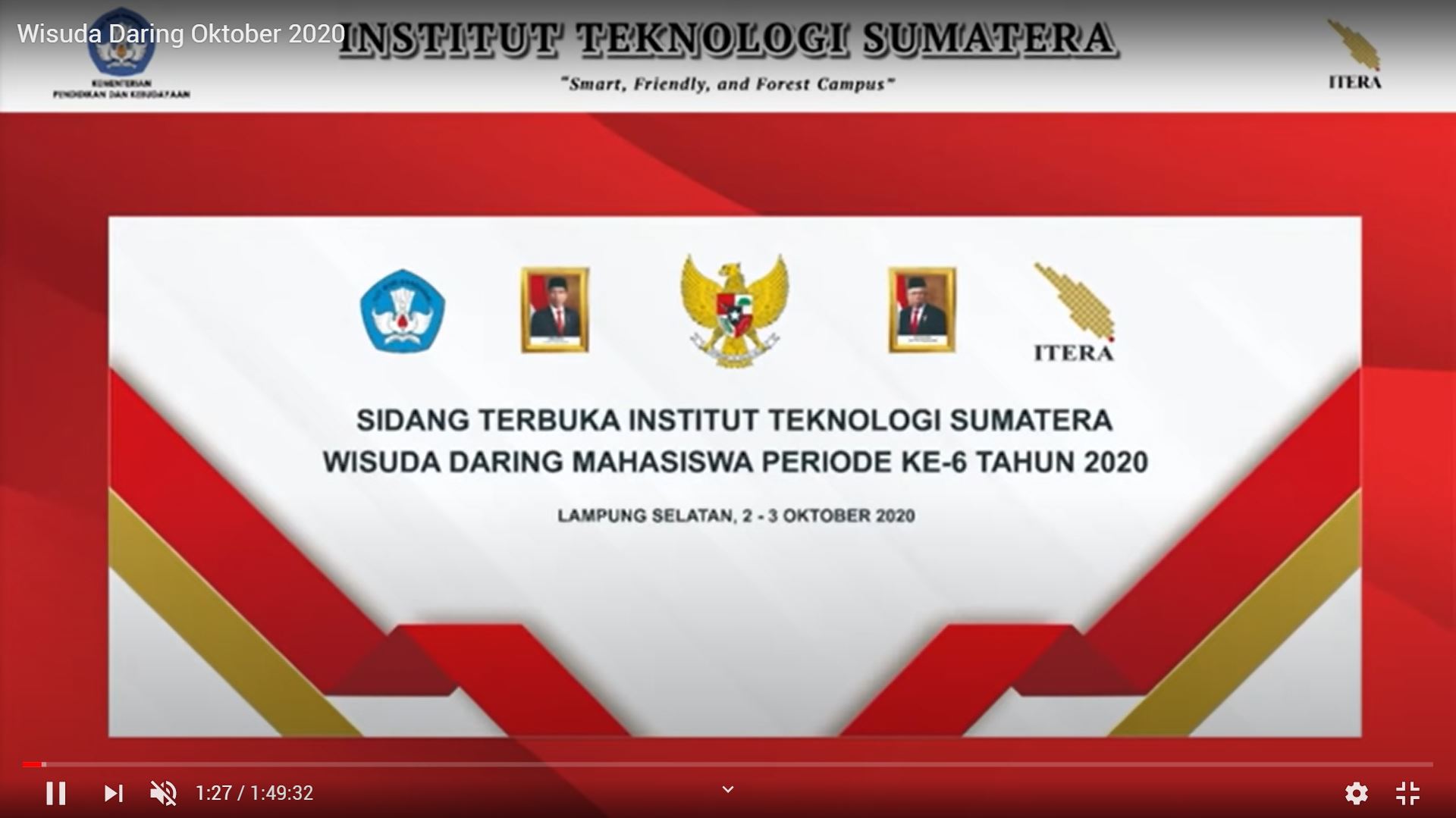 WISUDA DARING INSTITUT TEKNOLOGI SUMATERA PERIODE KE-6