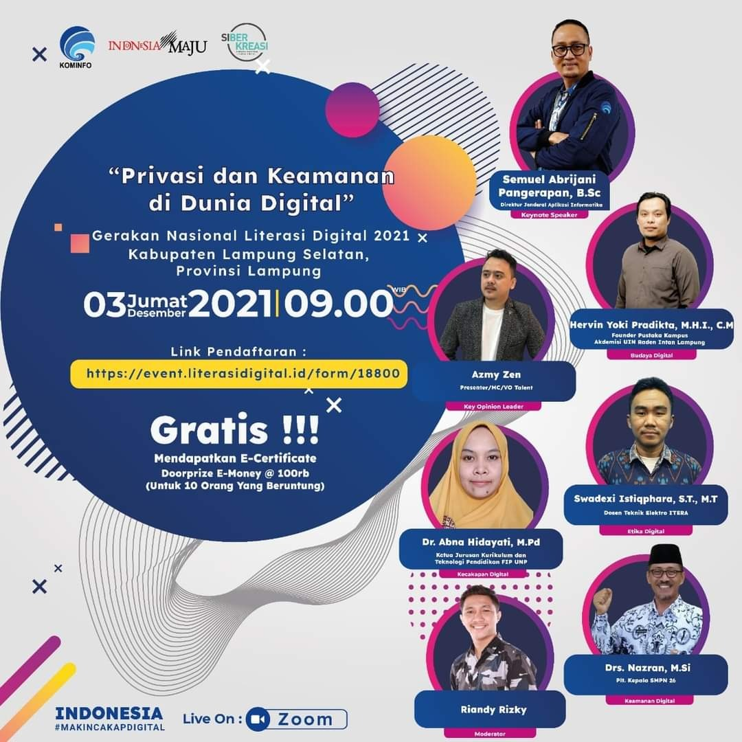 Dosen EL ITERA Menjadi Narasumber Webinar "Privasi dan Keamanan di Dunia Digital"