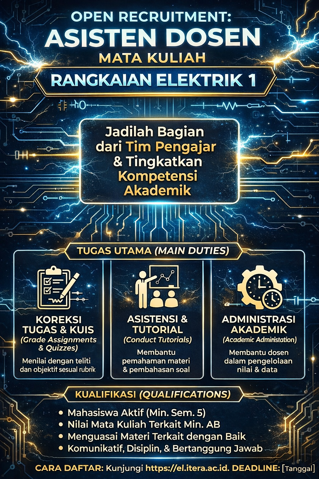 Poster Rekrutmen Asisten Dosen Rangkaian Elektrik