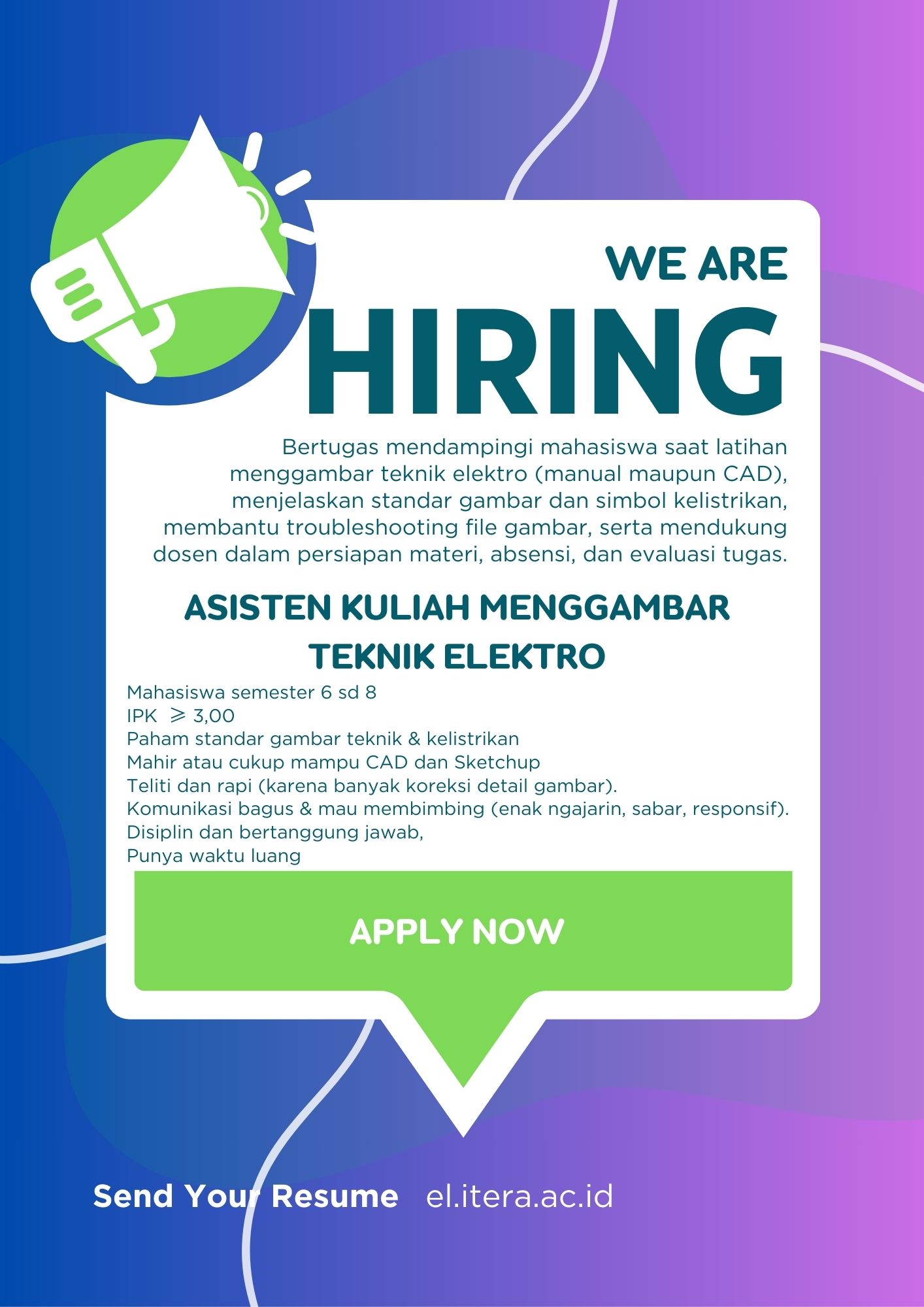 Poster Asisten Kuliah Menggambar Teknik Elektro